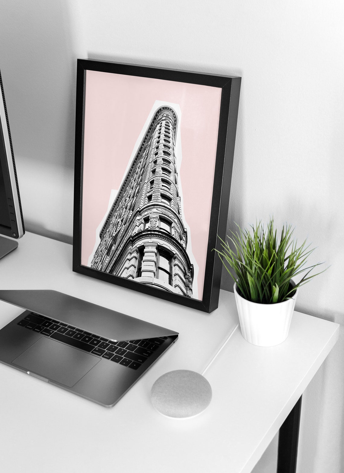 Flatiron Building Black and White on Blush Pink Architecture Poster - Image 6