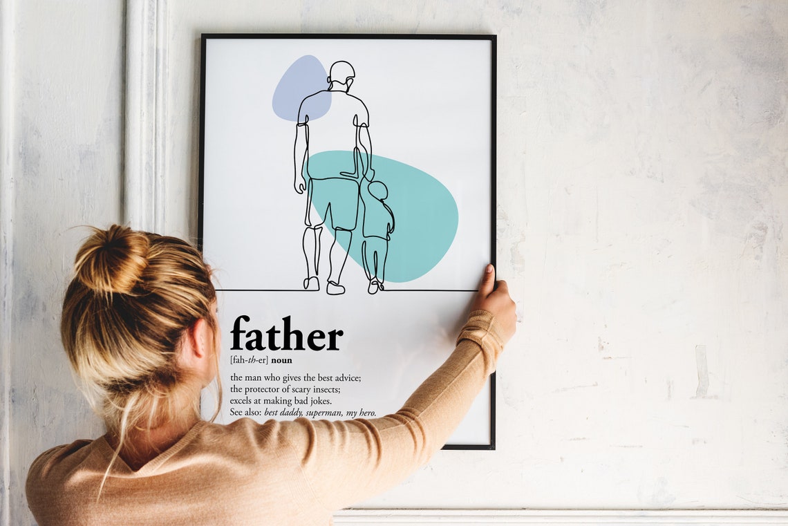 Father Definition Line Art Dad and Child Silhouette Quote Poster - Image 6