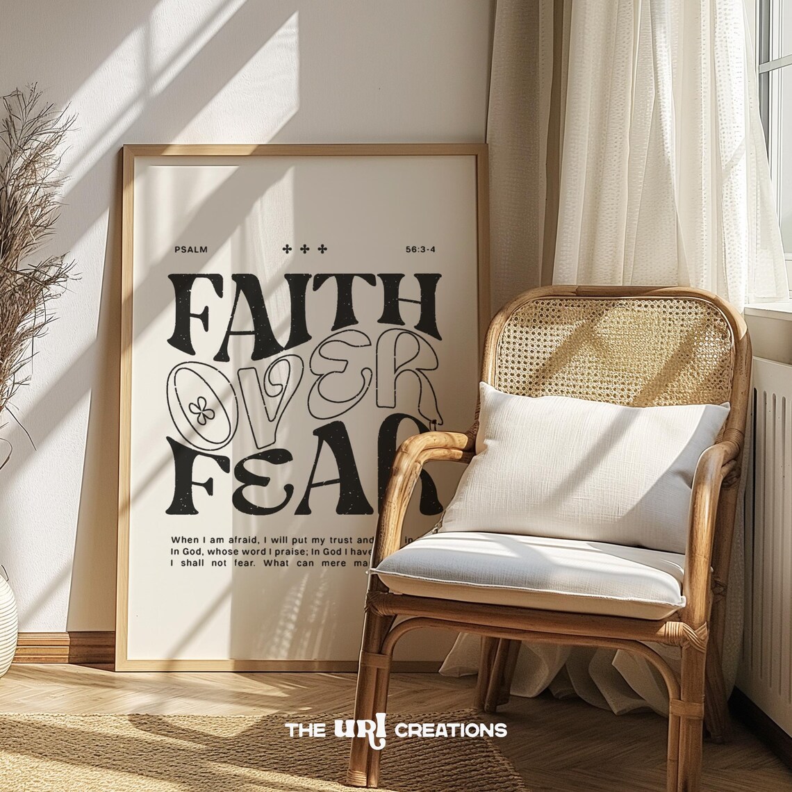 Faith Over Fear Christian Minimalist Scripture Art Print - Image 2