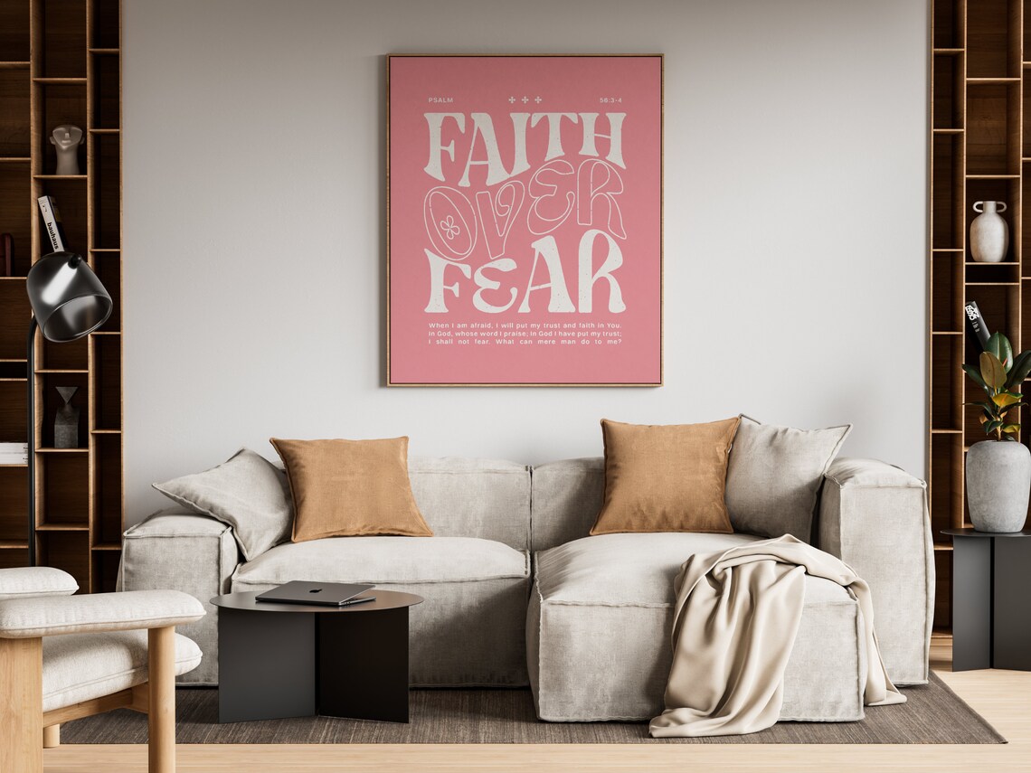 Faith Over Fear Christian Quote Art Print - Image 2