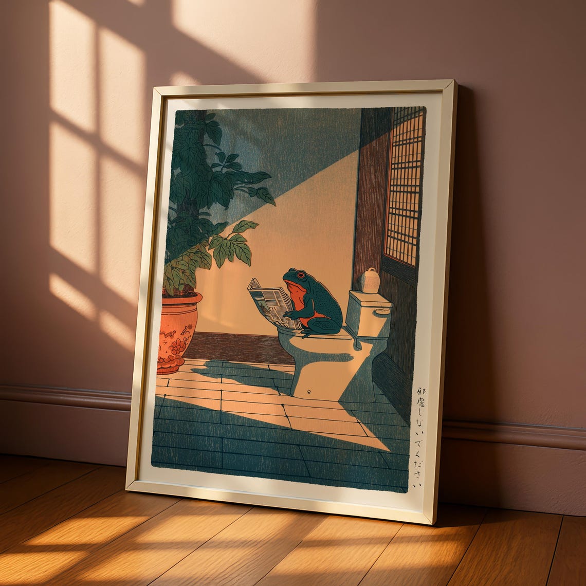 Japanese Frog Print Bathroom Hasui Kawase Art Hiroaki Takahashi Style Wall Funny - Image 4