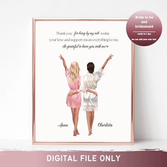 Bride And Bridesmaid Pink Robe Thank You Gift Charlotta Poster