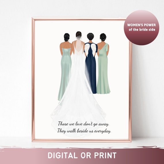 Bride With Mother Angel Wings Memorial Wedding Day Keepsake Poster
