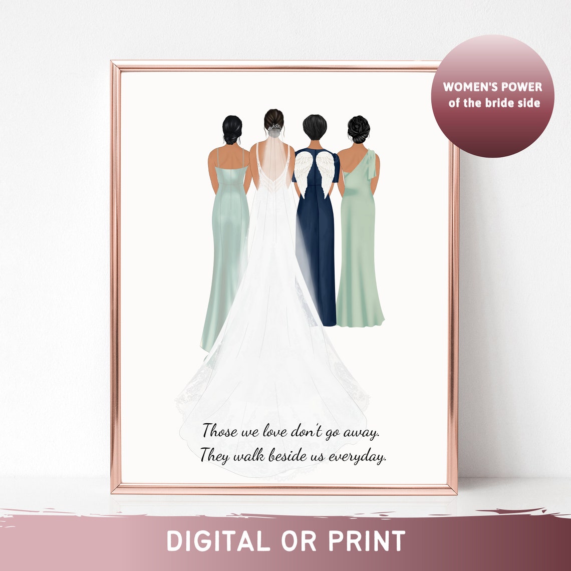 Bride With Mother Angel Wings Memorial Wedding Day Keepsake Poster