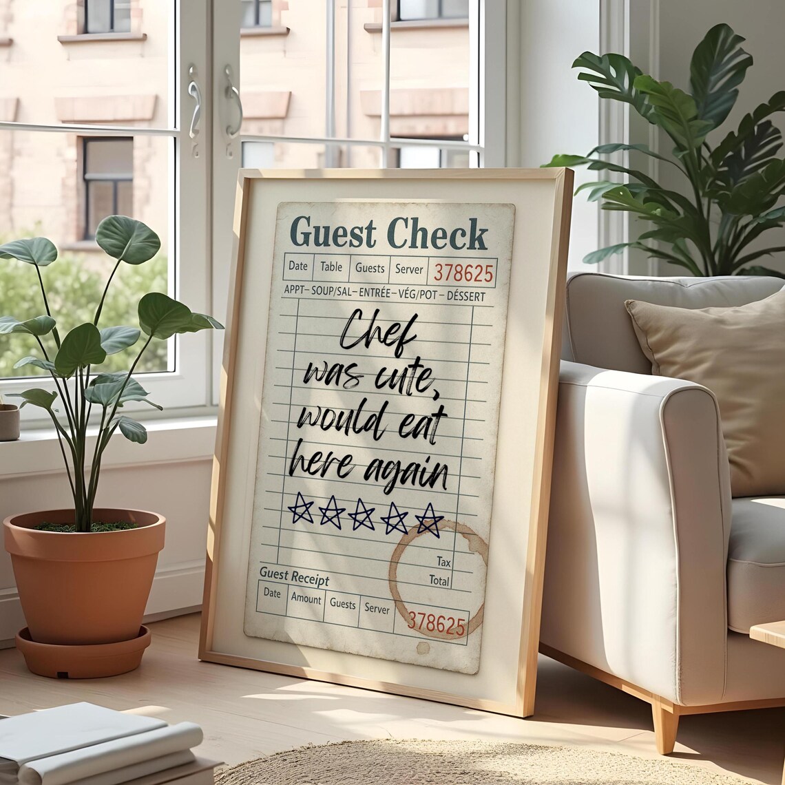 Funny Restaurant Guest Check Retro Kitchen Art Print