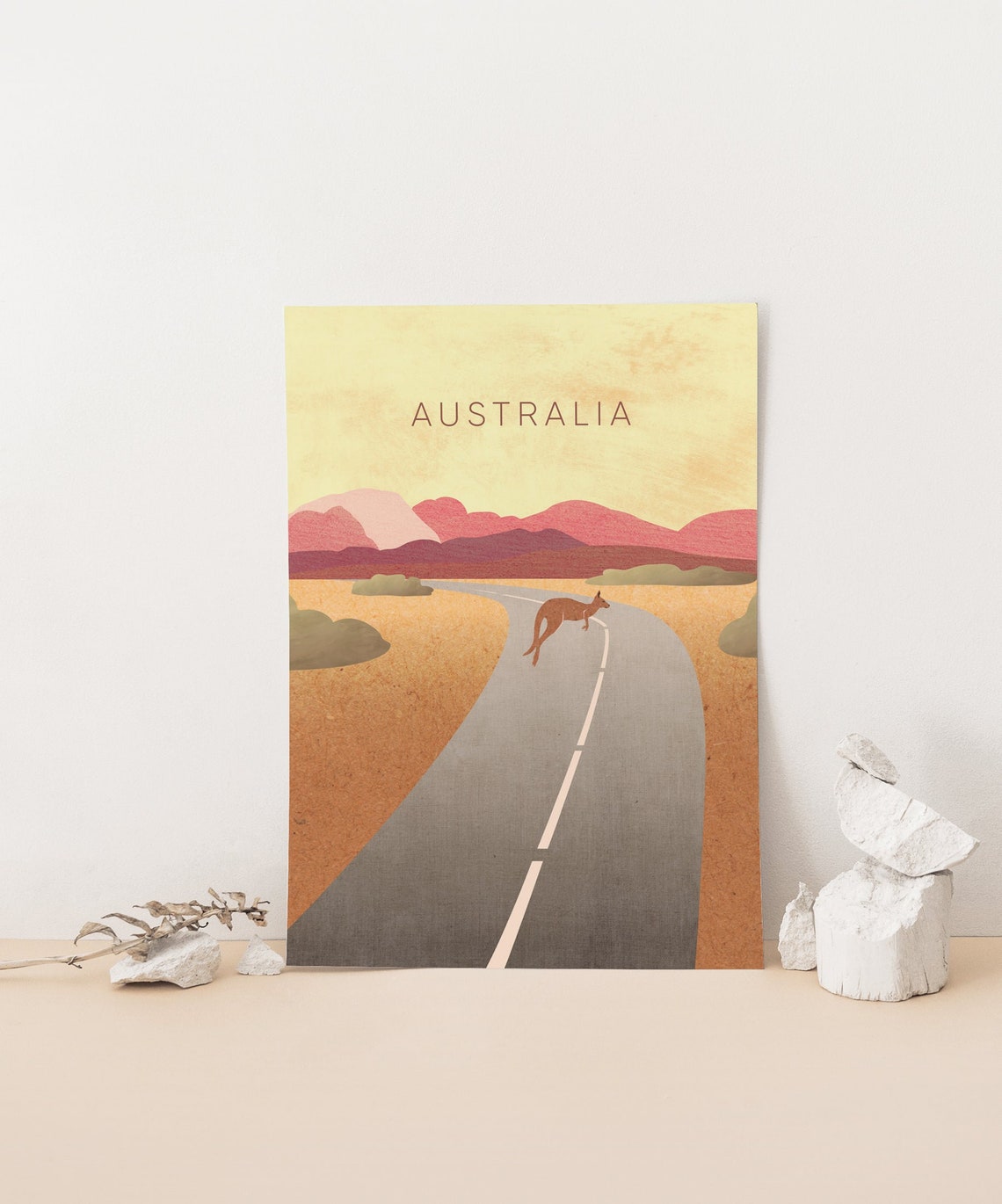 Australia Outback Kangaroo Desert Highway Road Trip Sunset Poster - Image 4
