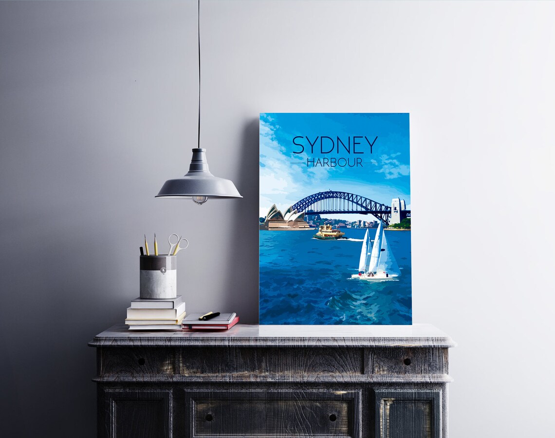 Sydney Harbour Retro Travel Poster Art Print - Image 4