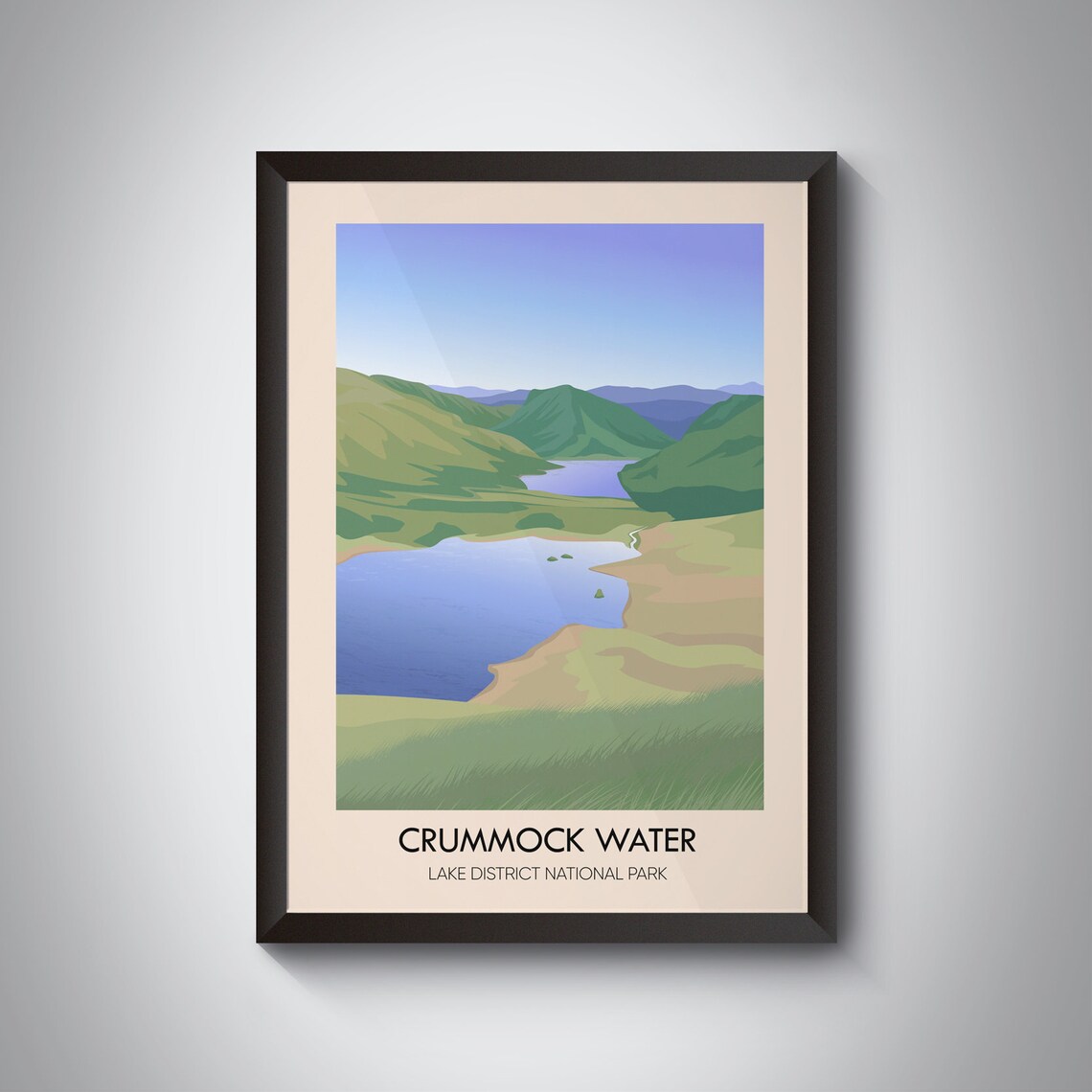 Crummock Water Lake District National Park Fells and Shoreline Hiking Poster