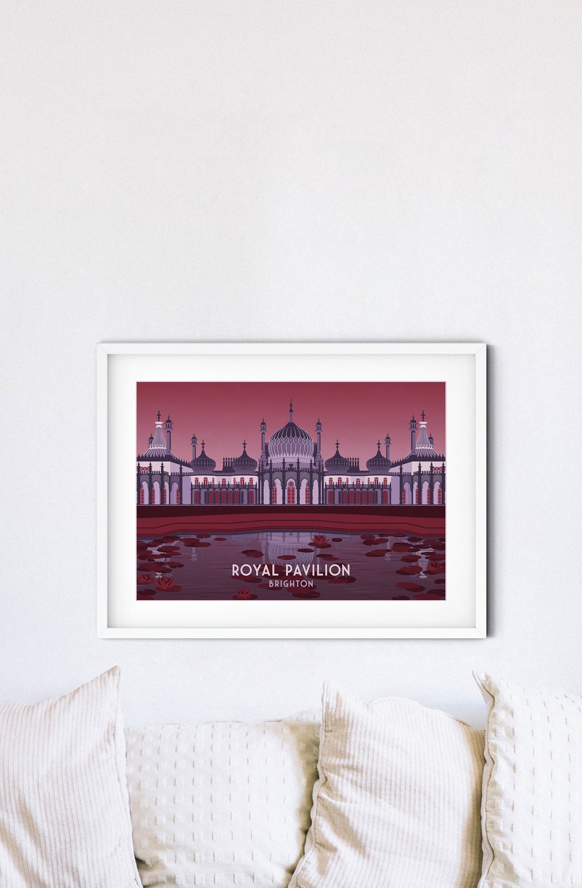 Royal Pavilion Brighton Pink Dusk Reflection Palace Art Poster - Image 2