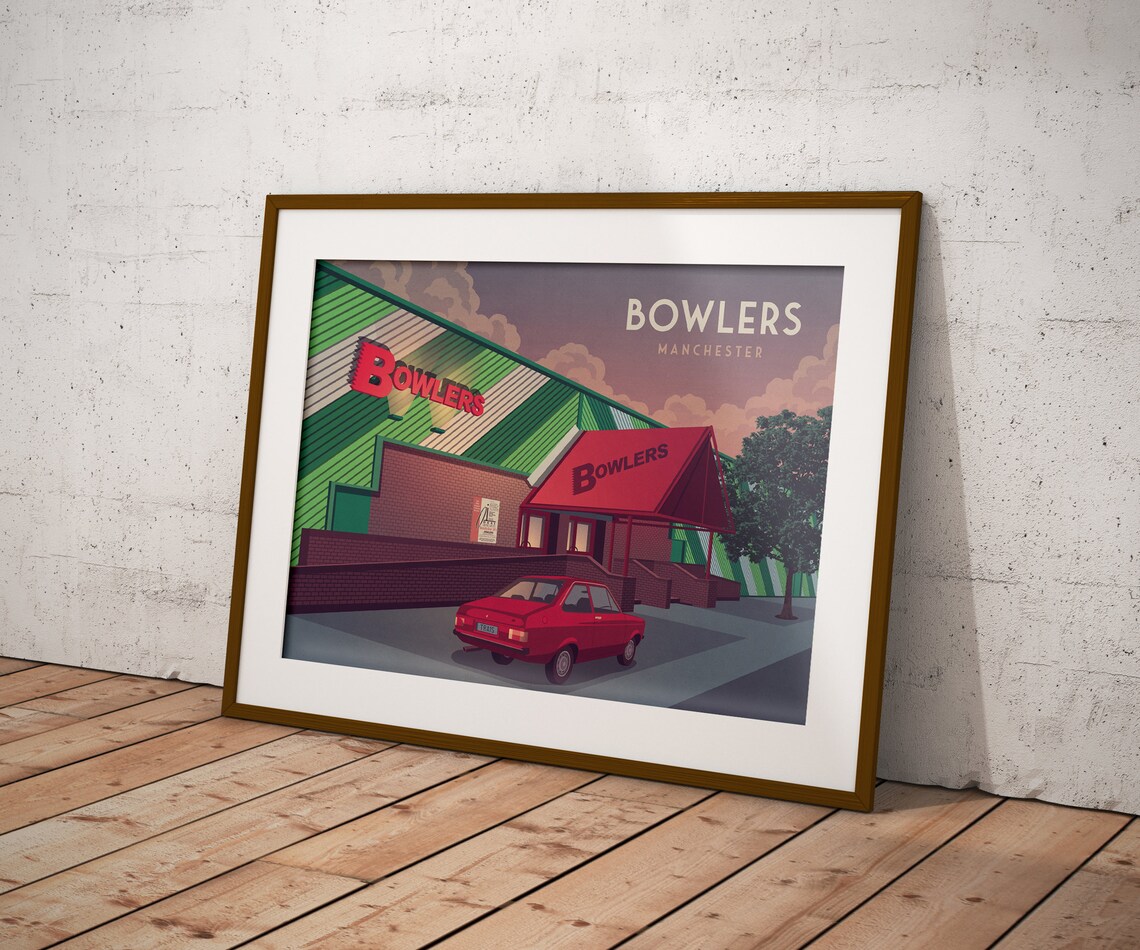 Bowlers Manchester 90s Rave Venue Retro Nightclub Building Poster - Image 3