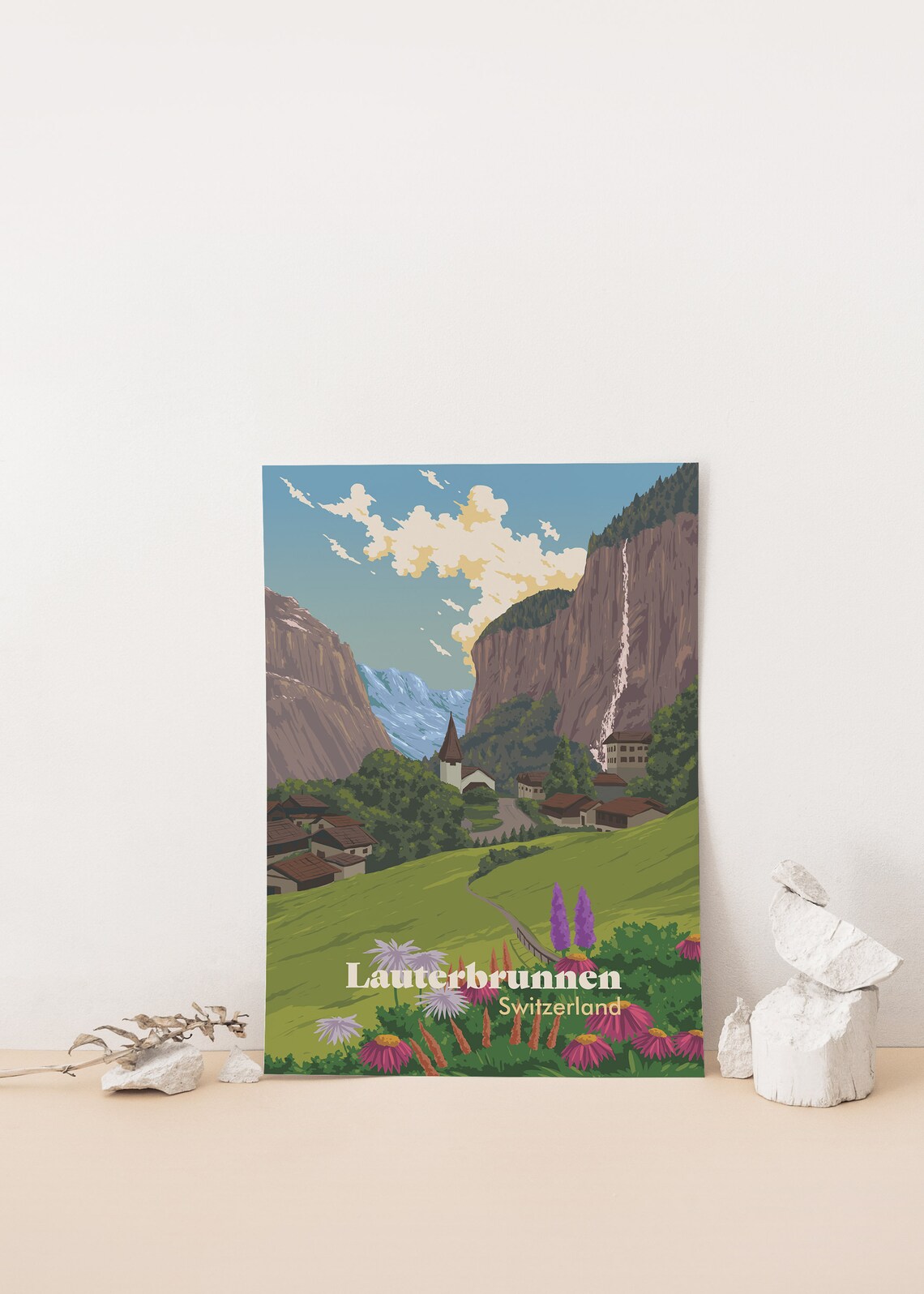 Lauterbrunnen Switzerland Travel Poster, Swiss Alps - Image 4