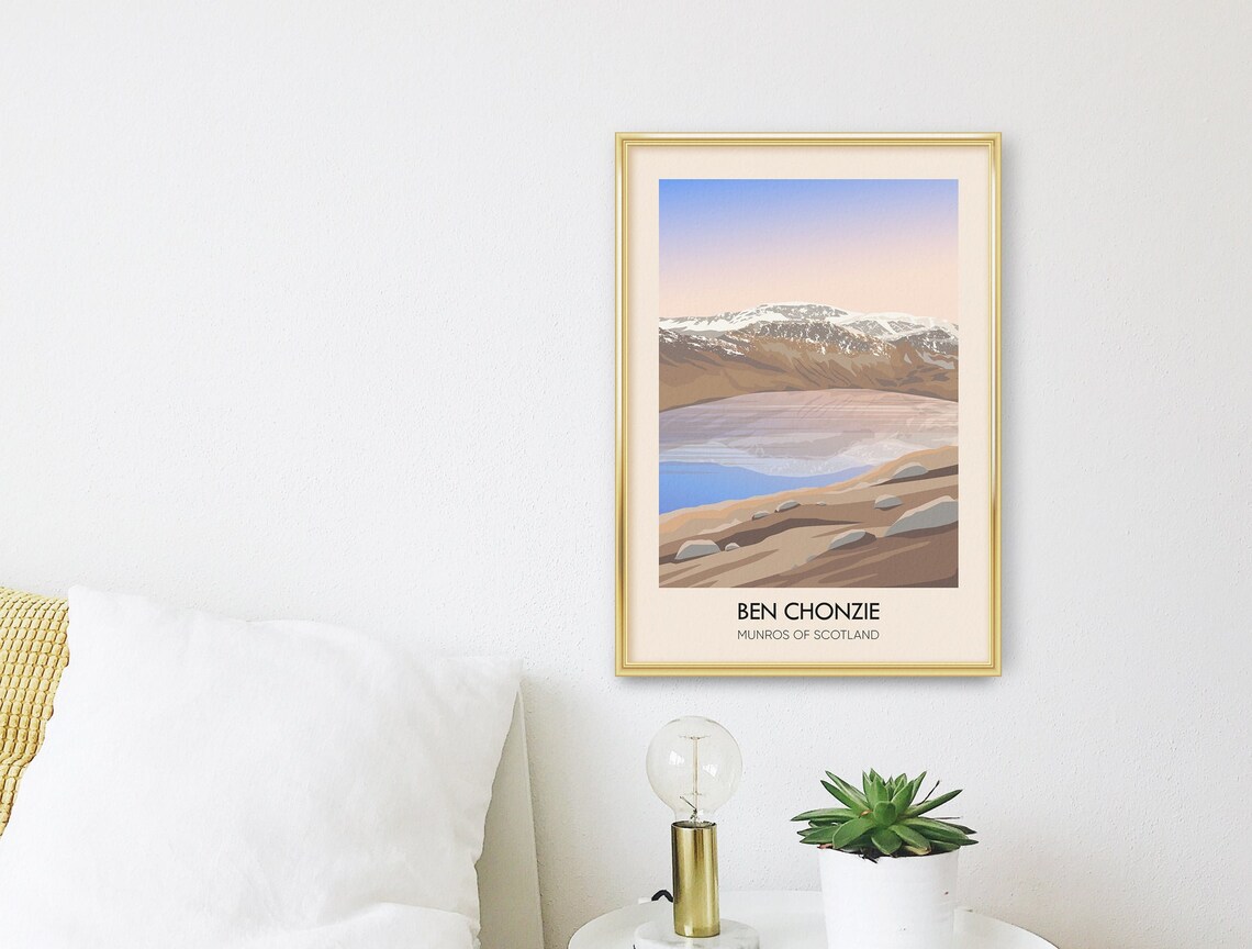 Ben Chonzie Munros Of Scotland Loch Sunset Mountain Travel Poster - Image 3