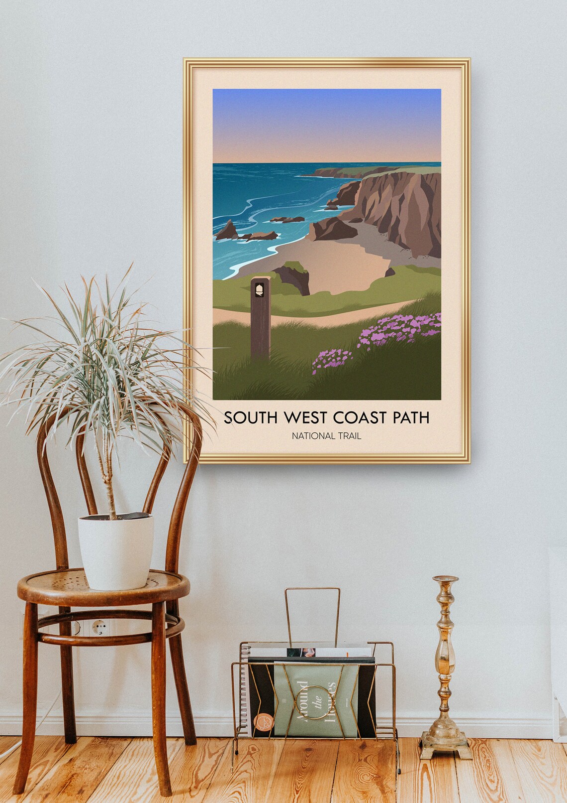 South West Coast Path Travel Poster, National Trail Map - Image 2