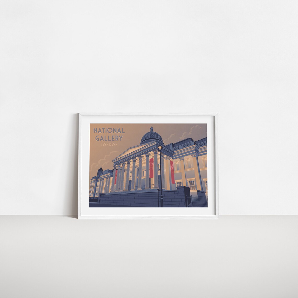 National Gallery London Grand Column Facade Trafalgar Travel Poster - Image 2