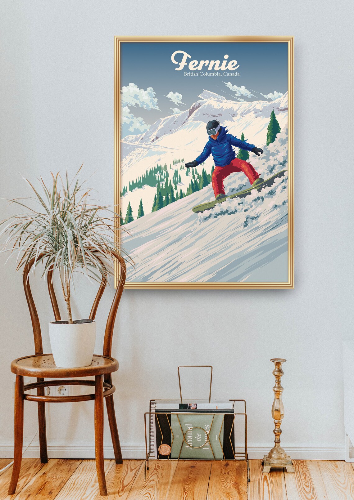Fernie Snowboarding Poster, British Columbia Travel Poster - Image 2