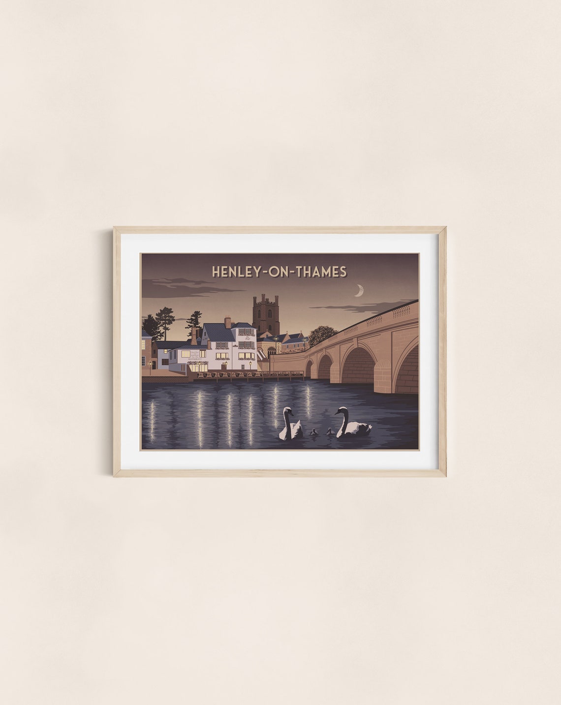 Henley on Thames Evening Bridge Swans Vintage Railway Poster - Image 3