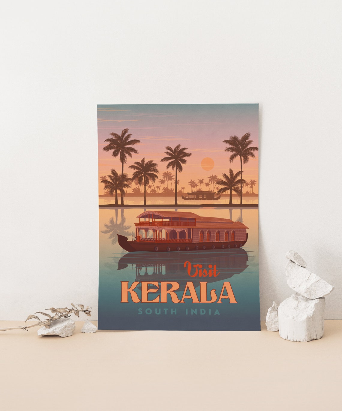 Kerala Travel Poster South India Alleppey House Boat Alappuzha Backwaters Fort Kochi India Travel Poster Indian Gift Holiday Goa - Image 3