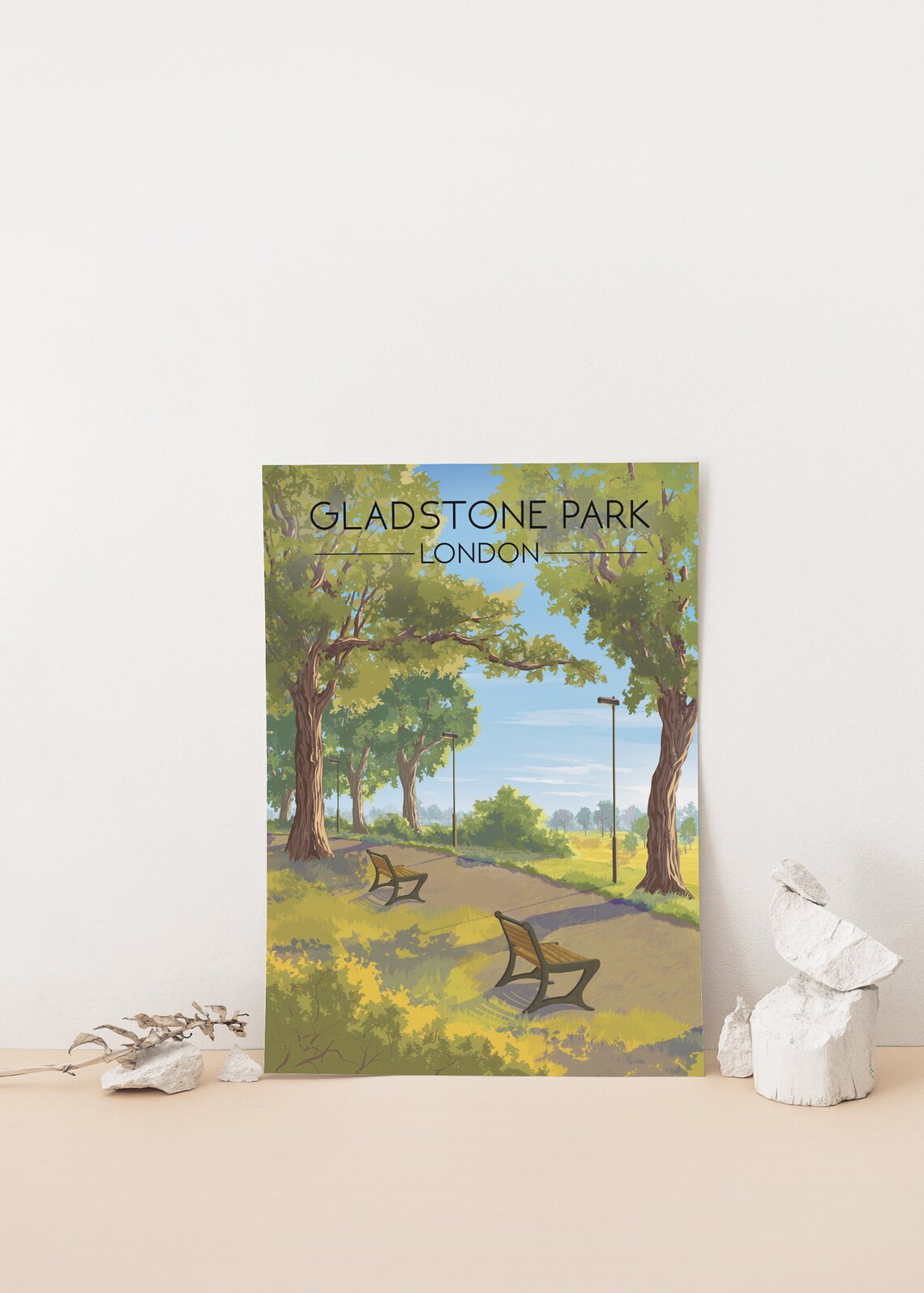 Gladstone Park London Vintage Travel Poster - Image 4