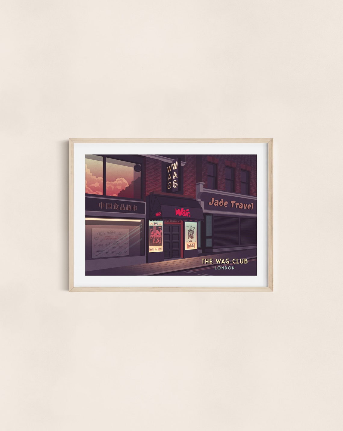 The Wag Club London Poster Nightclub Art 80s Music Wardour Street London Travel Print Blitz Club London David Bowie - Image 3