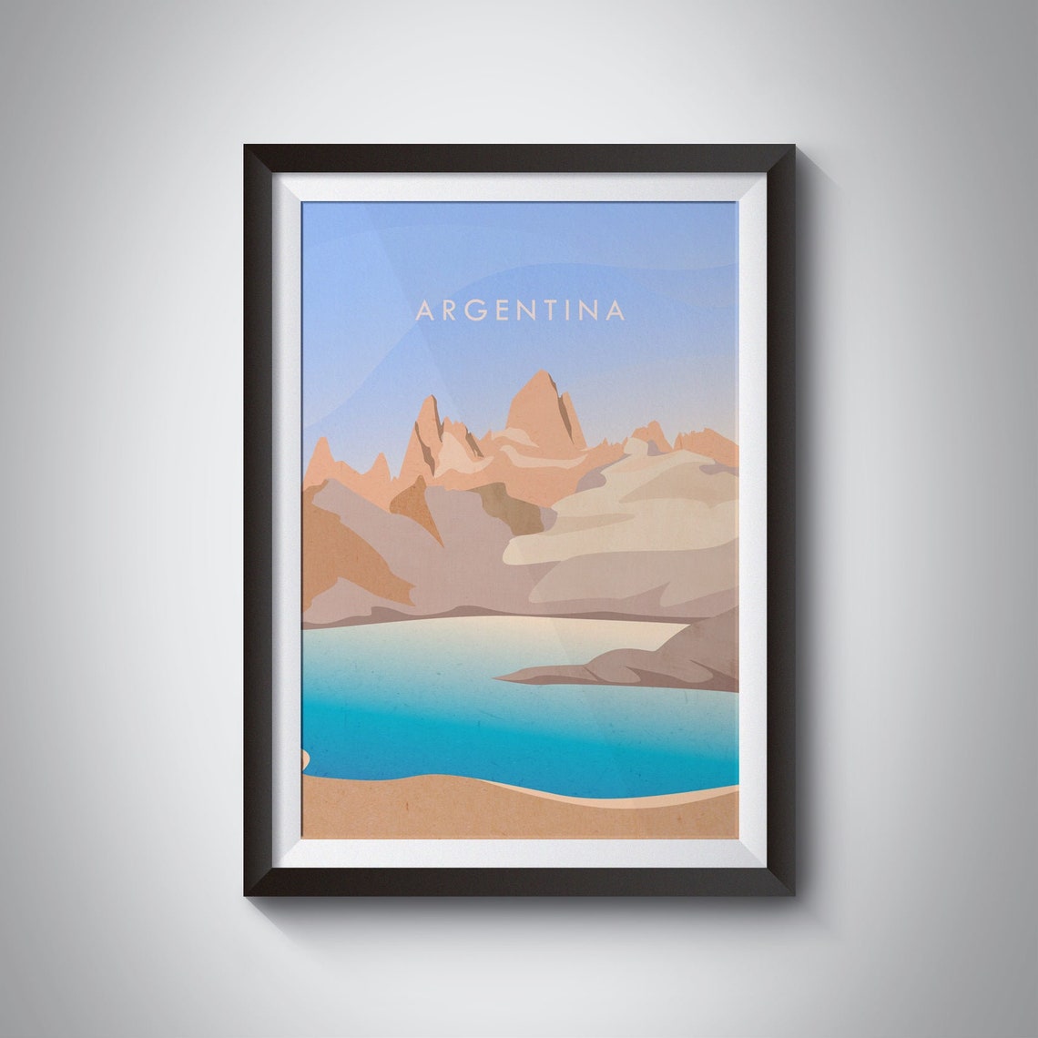 Argentina Minimal Travel Poster Mt Fitz Roy Travel Print Torres Del Paine National Park South America Framed Wall Art Gift Patagonia