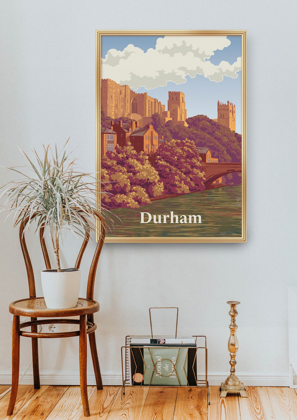Durham Travel Poster, Castle Cathedral and River Wear - Image 2