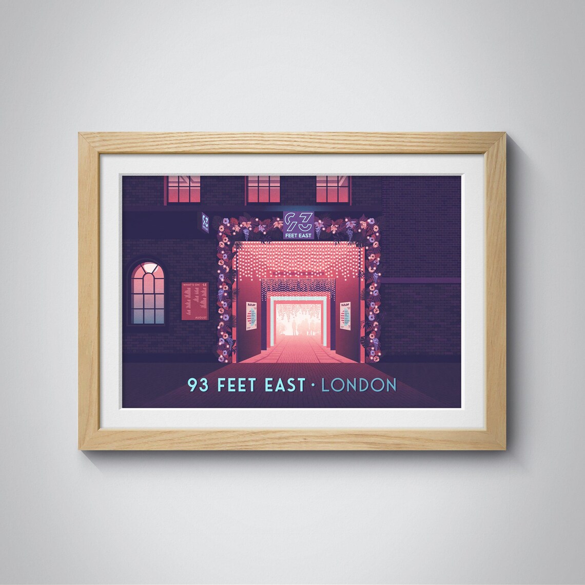 93 Feet East London Nightclub Floral Entrance Brick Lane Travel Poster - Image 3