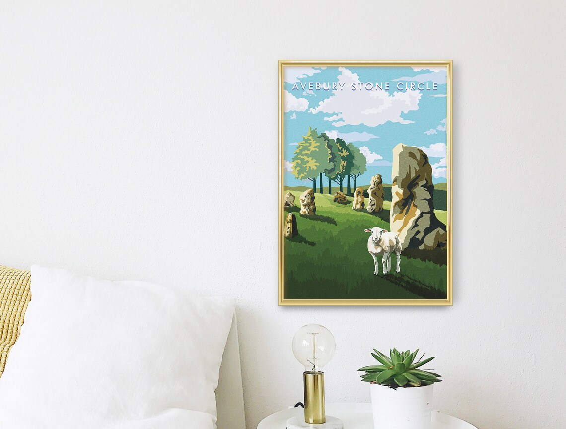 Avebury Stone Circle Retro Travel Poster - Image 3