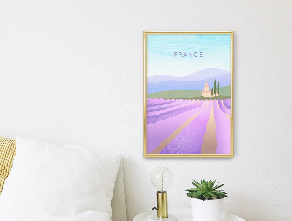 France Minimal Travel Poster Lavender Field Retro Travel Print Vintage French Wall Art South Of France Bordeaux Nice Marseille - Image 3
