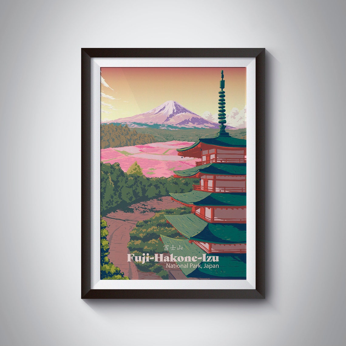Fuji Hakone Izu National Park Poster Japan Travel Poster Mount Fuji Wall Art Japanese Travel Print Tokyo Blossoms Mountain Painting