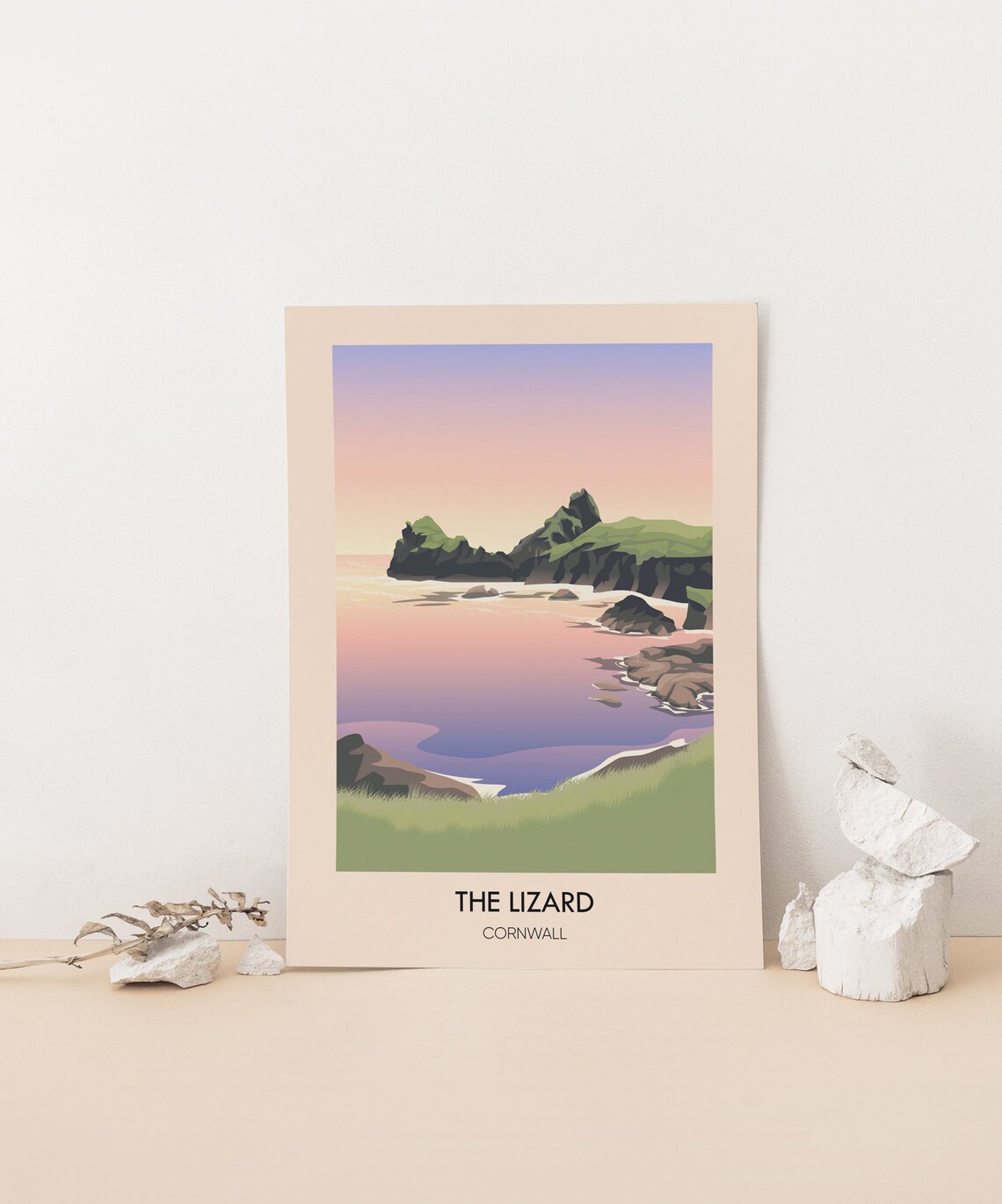 The Lizard Cornwall Pink Sunset Rocky Cove Coastal Seascape Poster - Image 4
