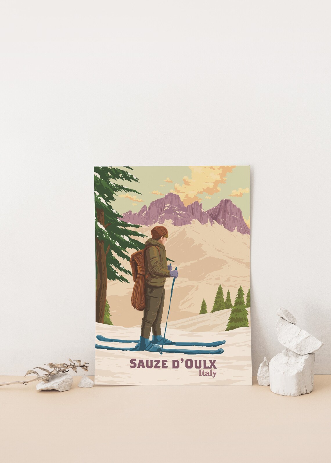 Sauze Doulx Vintage Ski Resort Travel Poster - Image 4