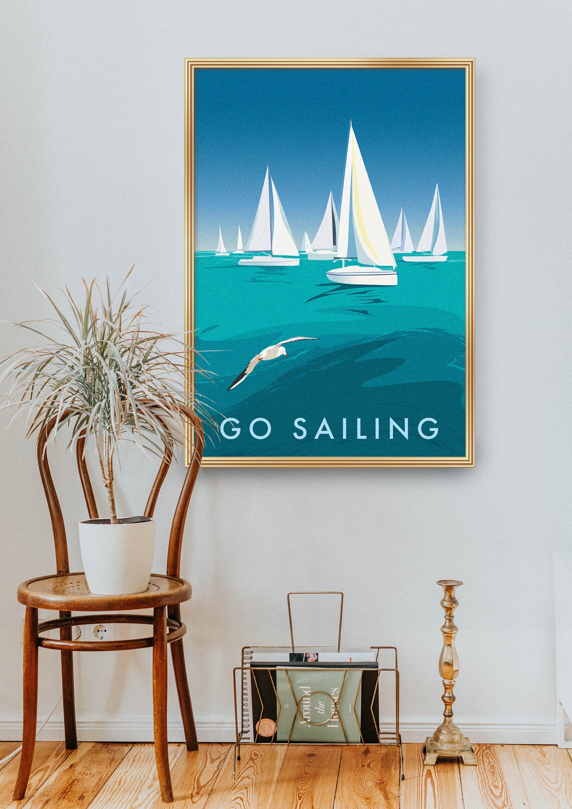 Go Sailing Vintage Travel Poster, Boating Illustration - Image 2