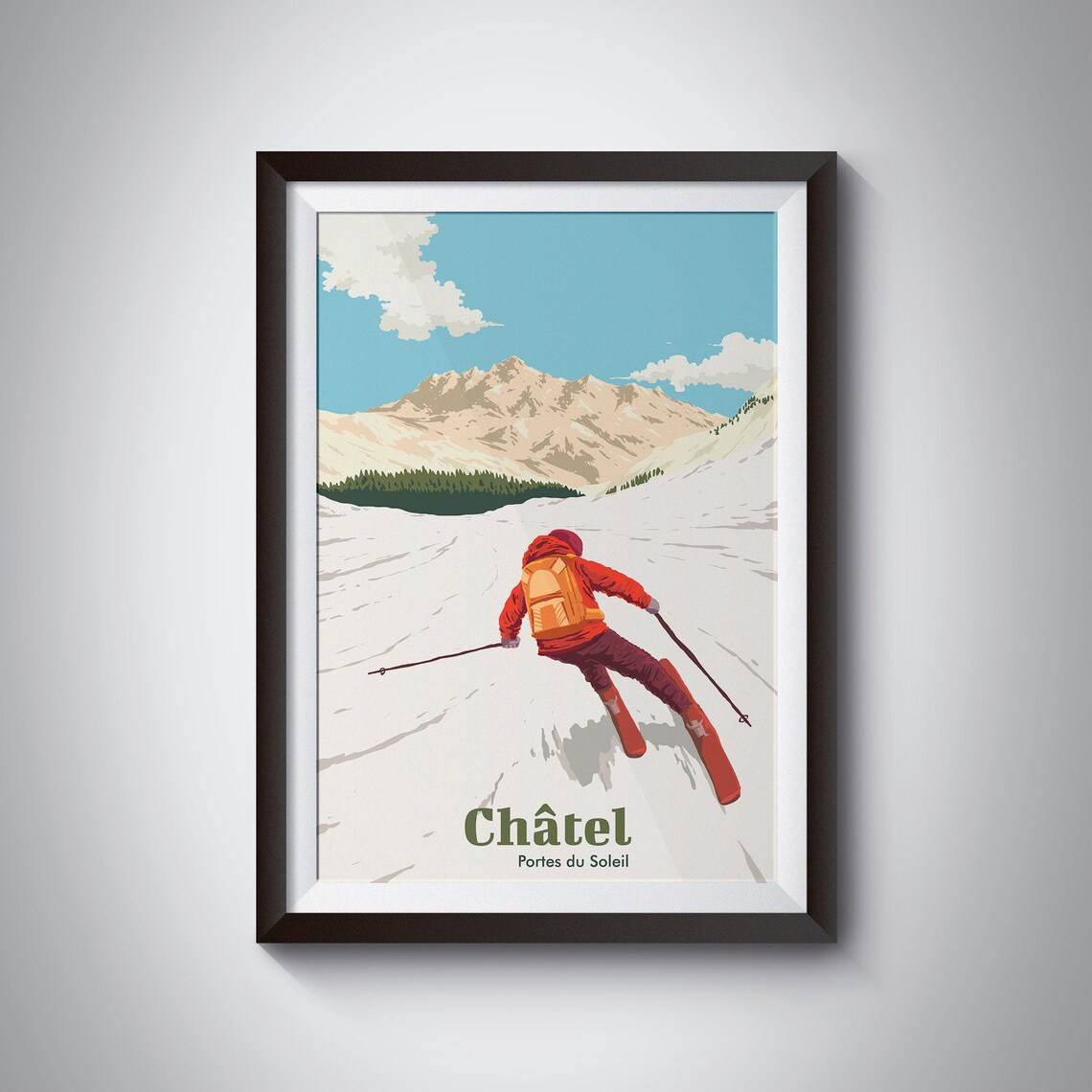 Chatel Ski Resort Vintage Retro Travel Poster