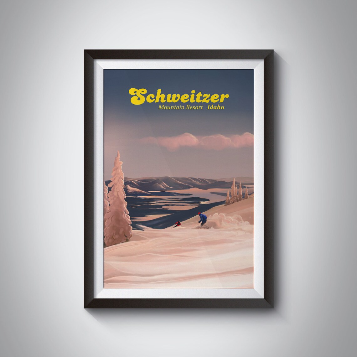 Schweitzer Mountain Resort Idaho Vintage Travel Poster