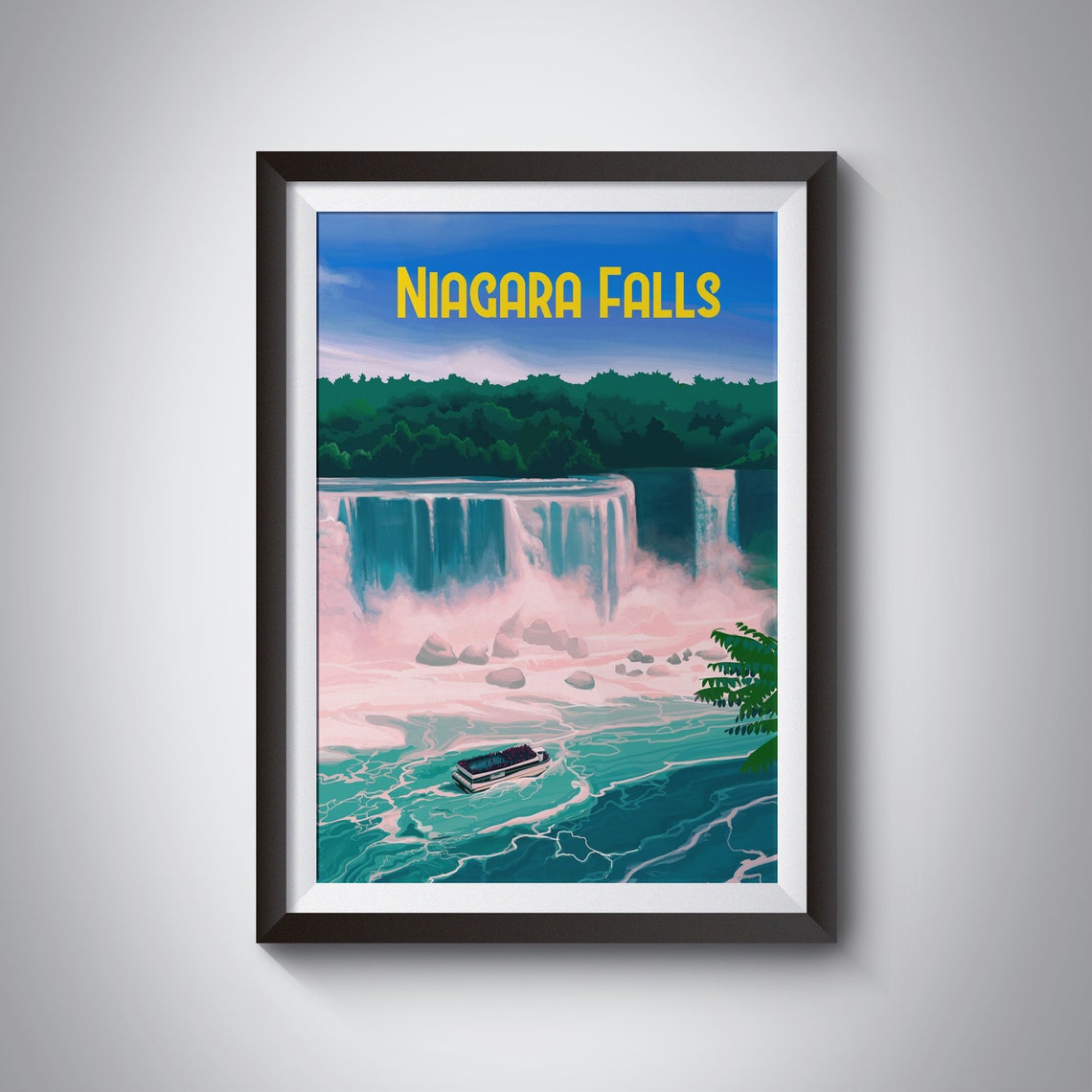 Niagara Falls Travel Poster Usa Canada New York State Ontario Vintage Travel Print Maid Of The Mist Niagara Gorge Horseshoe Falls