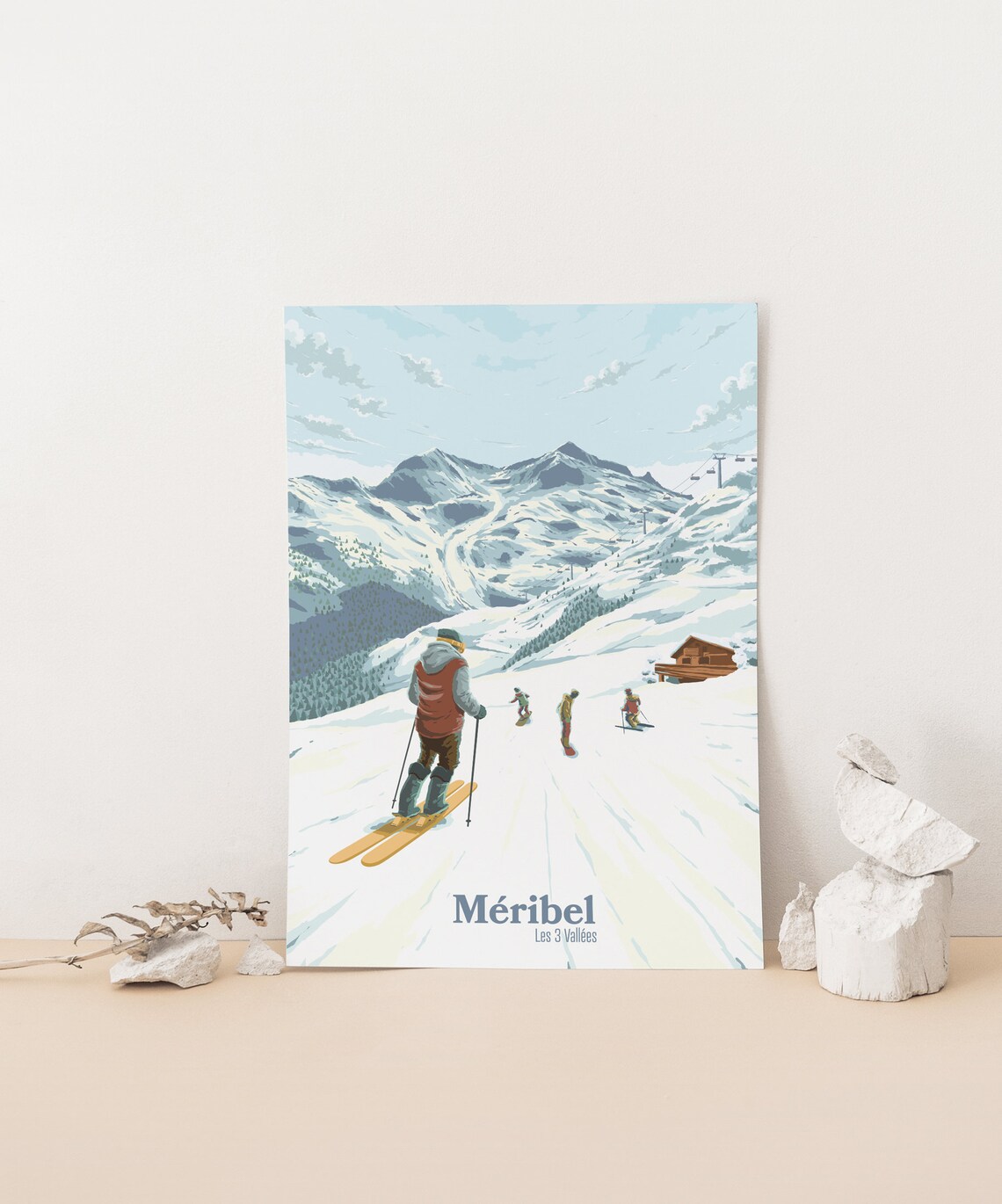 Meribel Ski Resort Vintage French Alps Travel Poster - Image 4