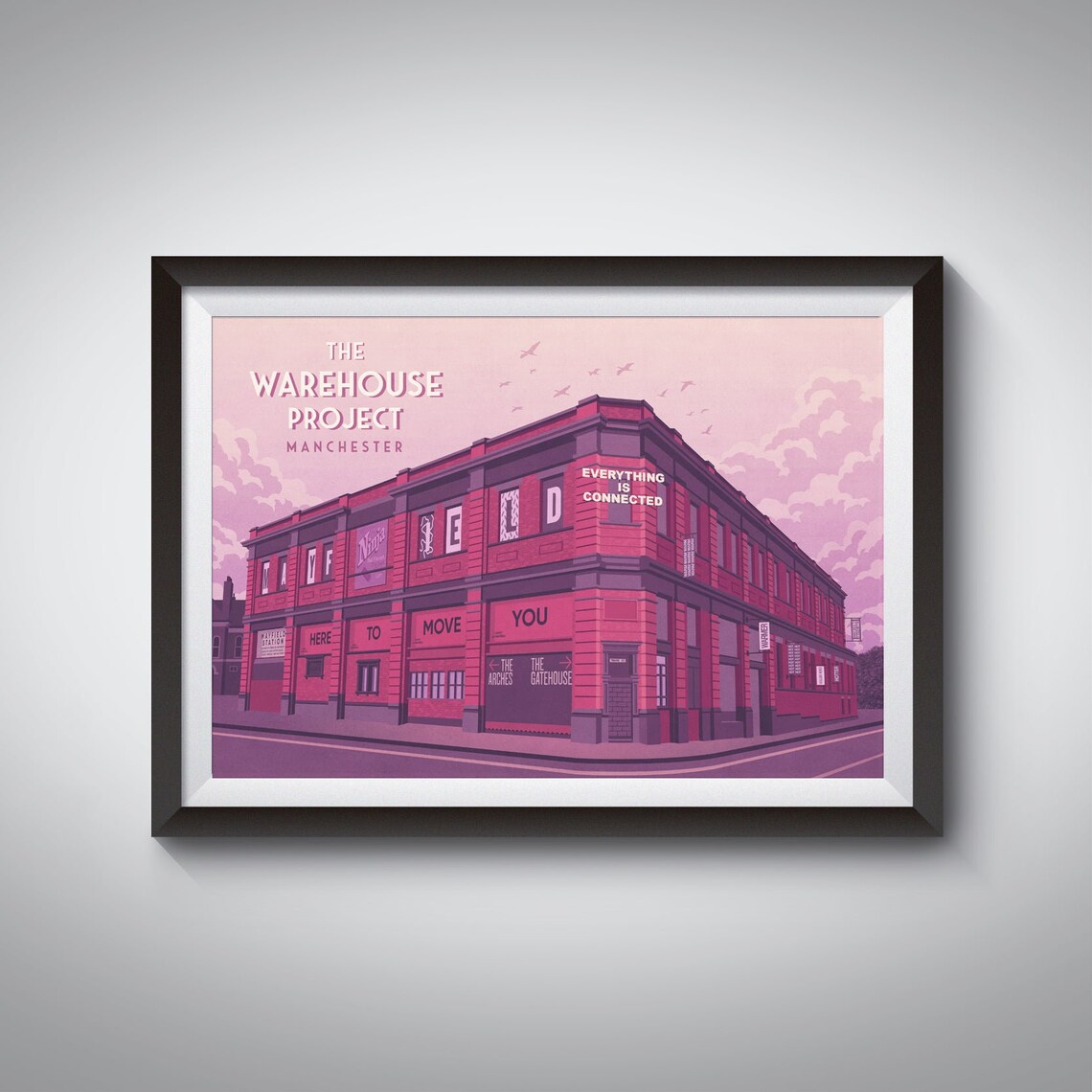 The Warehouse Project Manchester Red Brick Club Retro Venue Poster