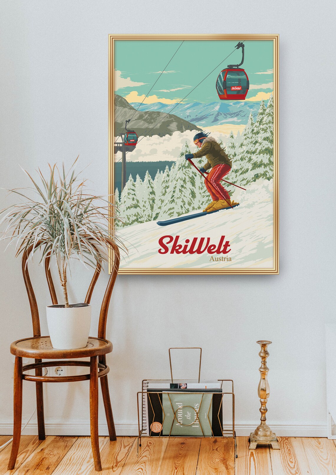Skiwelt Austria Retro Ski Resort Travel Poster - Image 2