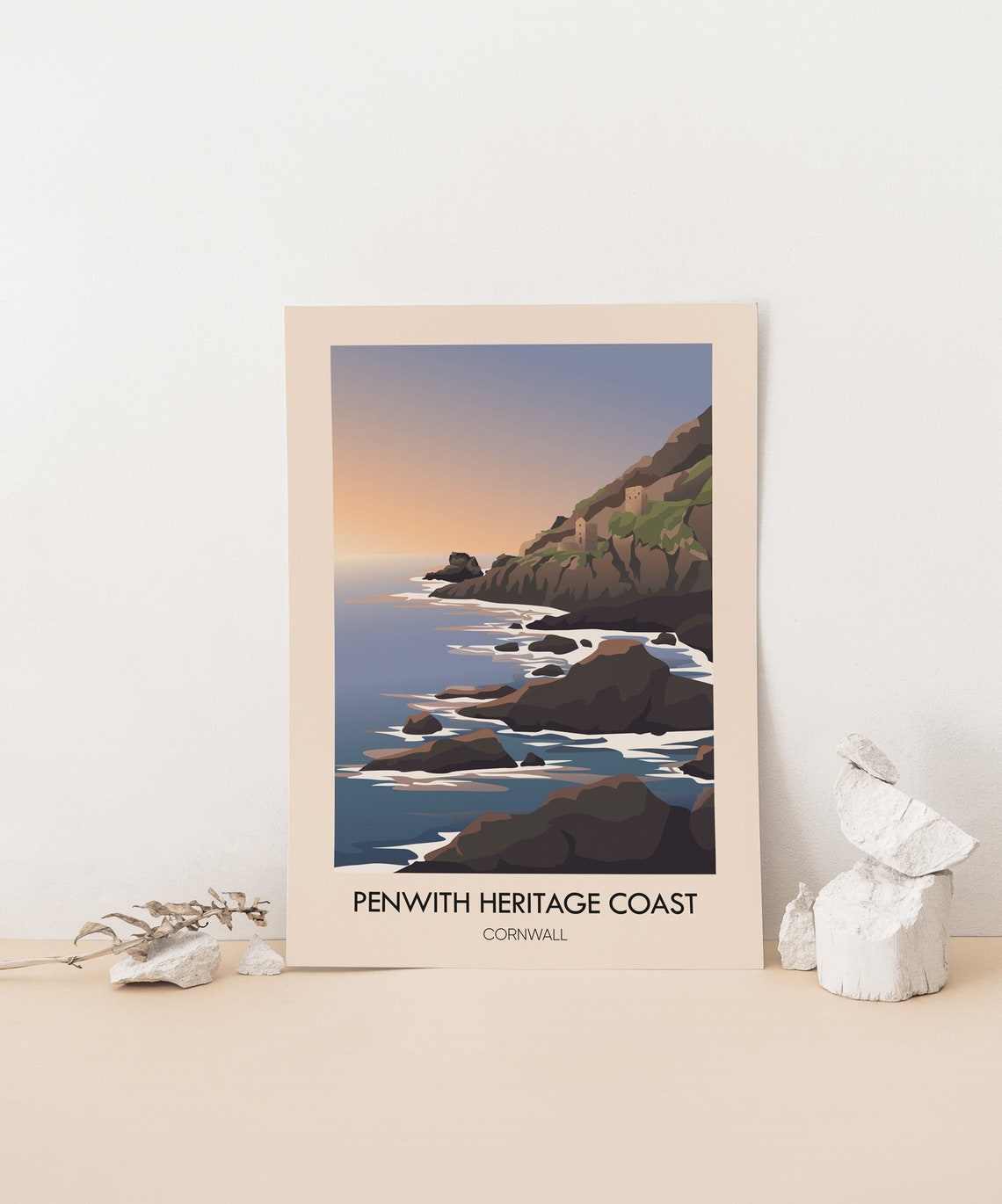Penwith Heritage Coast Cornwall Rocky Shore Sunset Scene Poster - Image 4