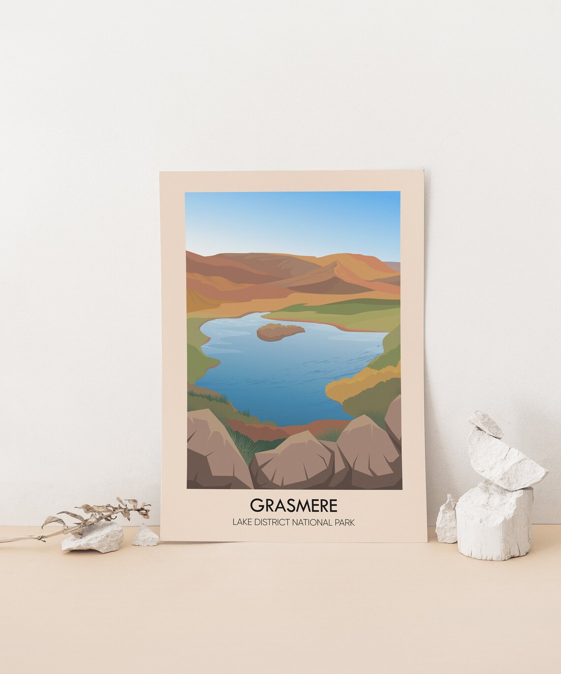 Grasmere Lake Travel Poster Lake District National Park Cumbria Vintage Travel Print William Wordsworth Loughrigg Hiking Rydal Water - Image 4