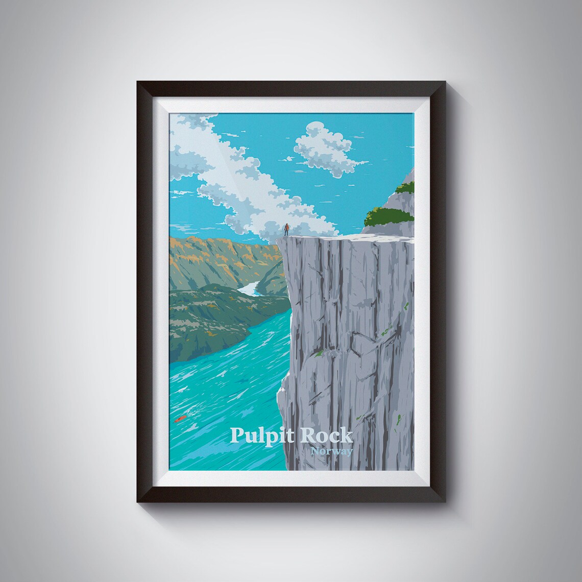 Pulpit Rock Norway Travel Poster, Scandinavian Fjords