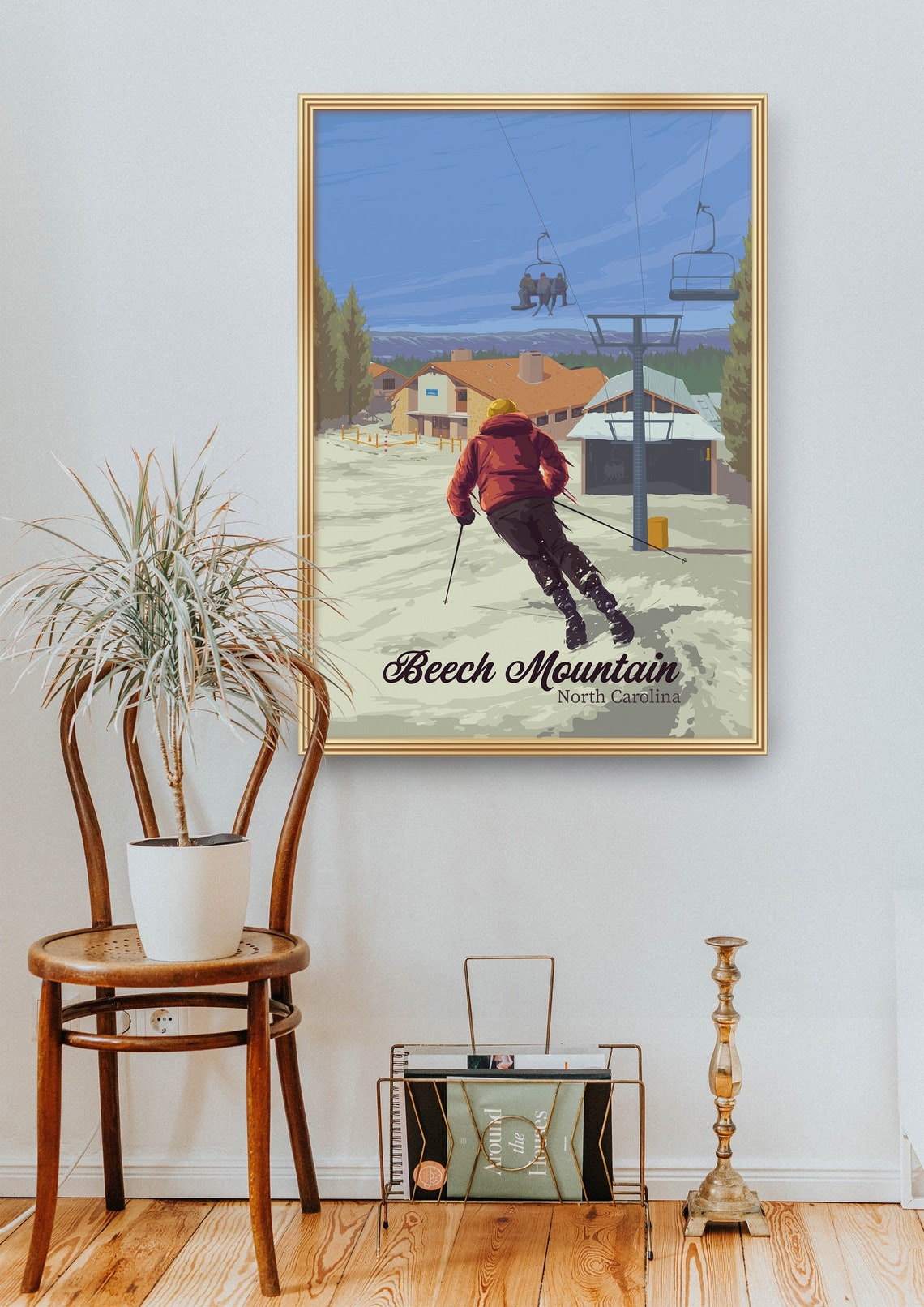 Beech Mountain North Carolina Ski Lift Winter Slopes Resort Poster - Image 2