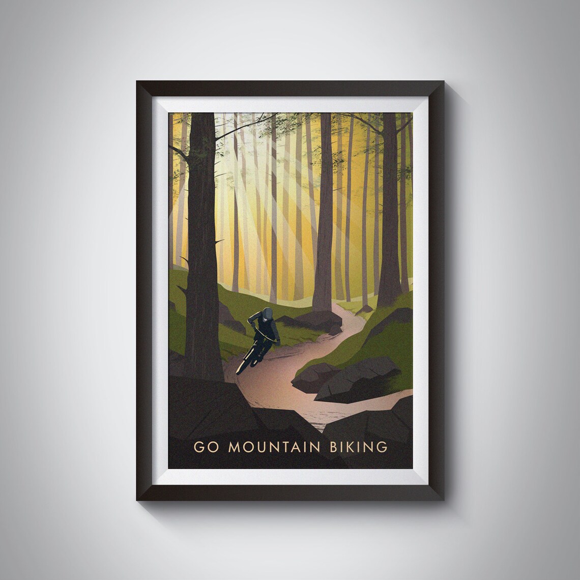 Mountain Biking Vintage Travel Poster, Cycling Wall Art