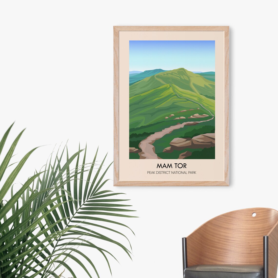 Mam Tor Peak District National Park Green Ridge Fell Trail Travel Poster - Image 2