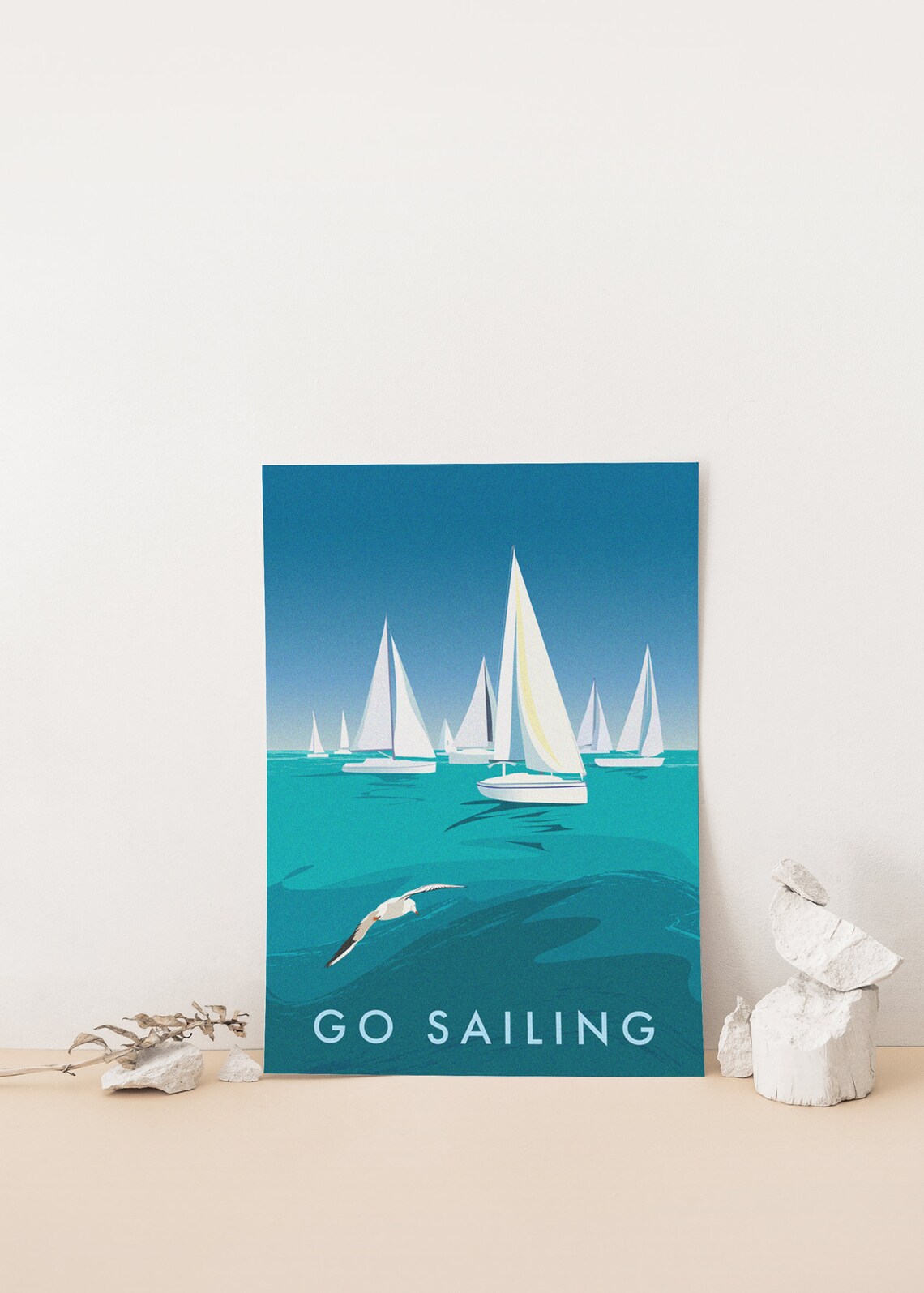 Go Sailing Vintage Travel Poster, Boating Illustration - Image 4