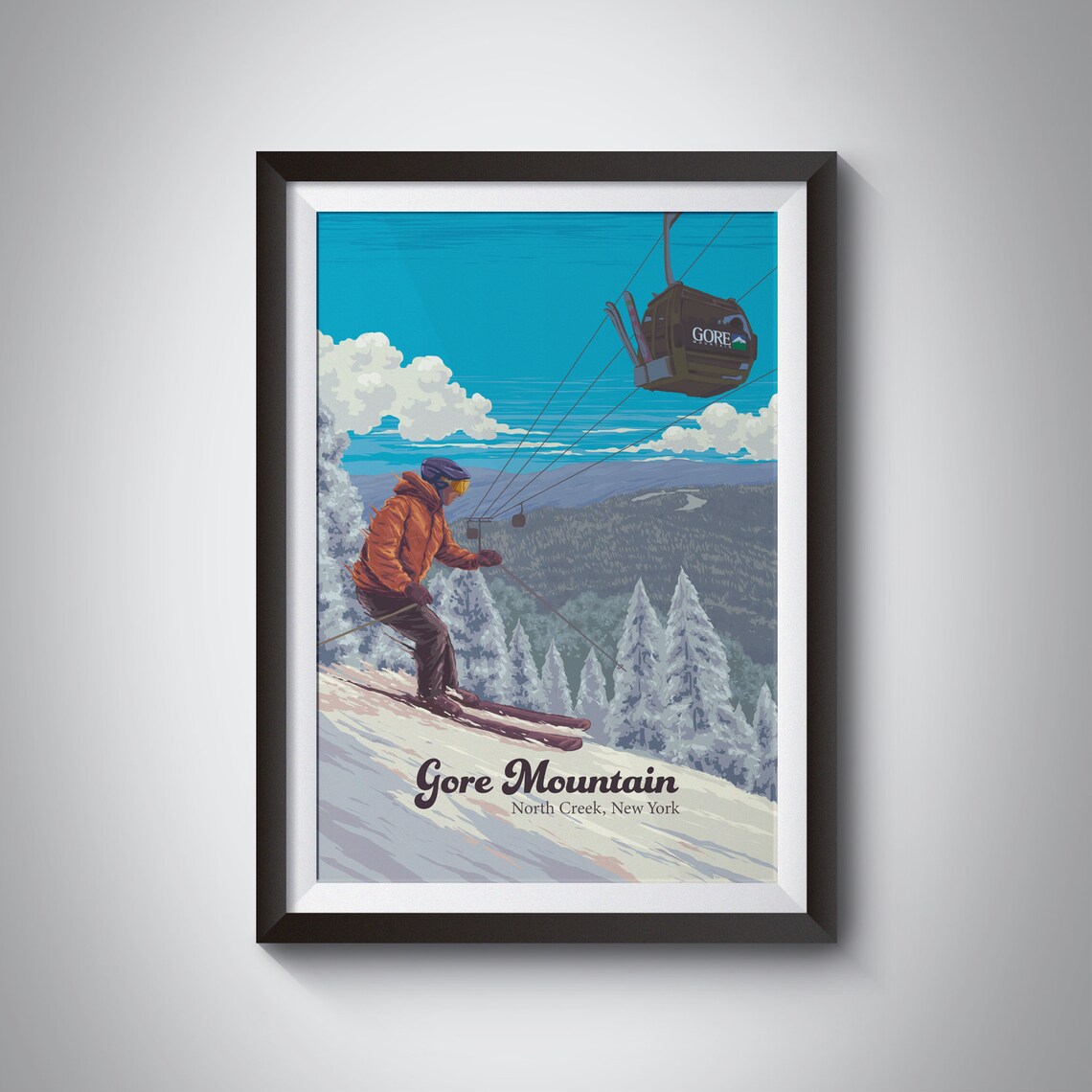Gore Mountain Vintage Travel Poster, New York Ski