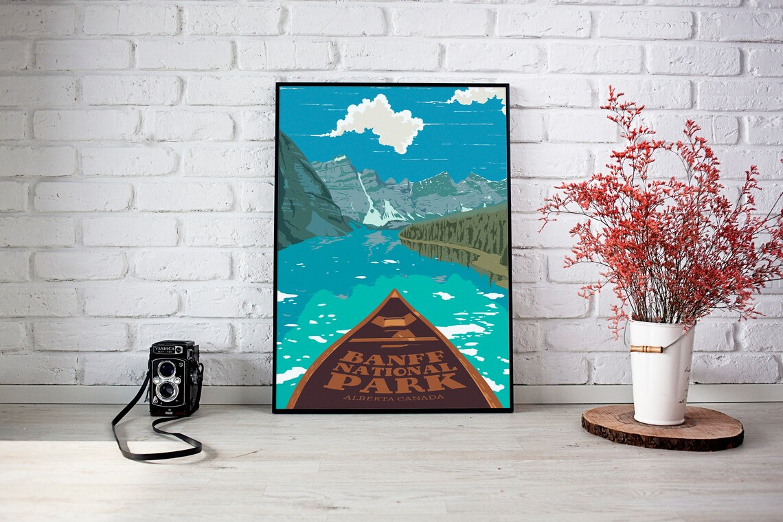 Banff National Park Vintage Travel Poster, Alberta - Image 2