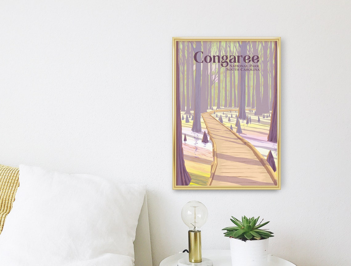 Congaree National Park Cypress Boardwalk Swamp Vintage Poster - Image 3