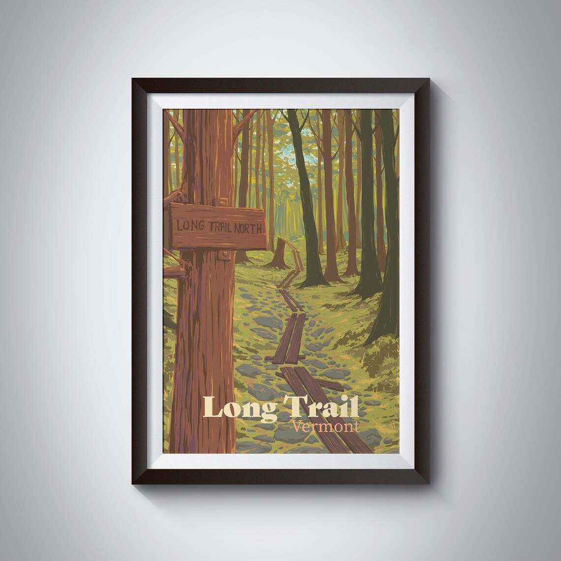 Long Trail Vermont National Scenic Trail Forest Path Travel Poster
