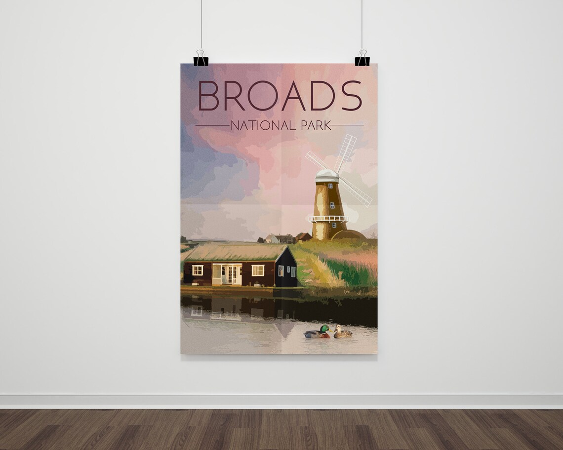 Broads National Park Vintage Travel Poster Print - Image 2
